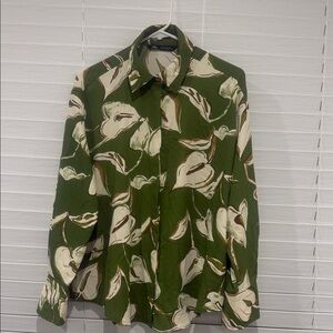 Zara woman’s  Green and Cream Floral Shirt